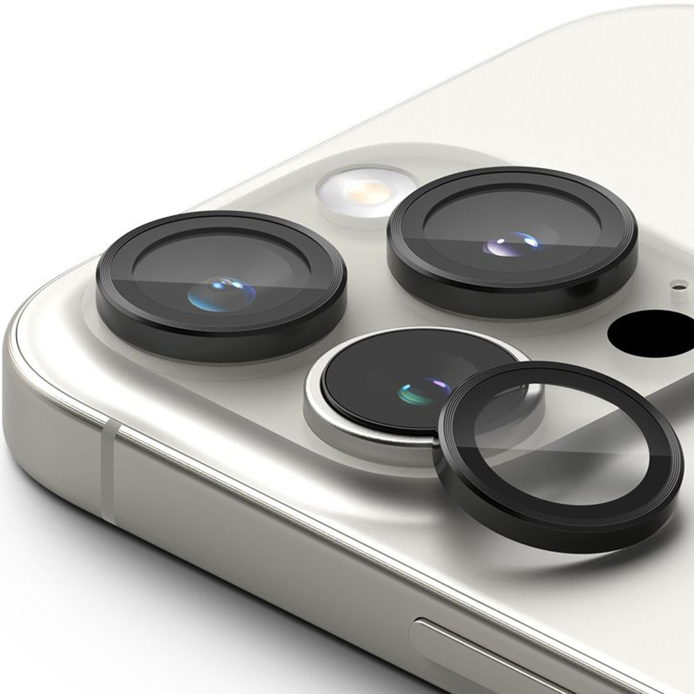 Nakładki na aparat Ringke Camera Lens Frame Glass do iPhone 16 Pro / 16 Pro Max, 2-Pack, czarne